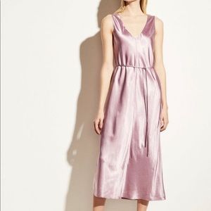 Double V-Neck Satin Slip Dress